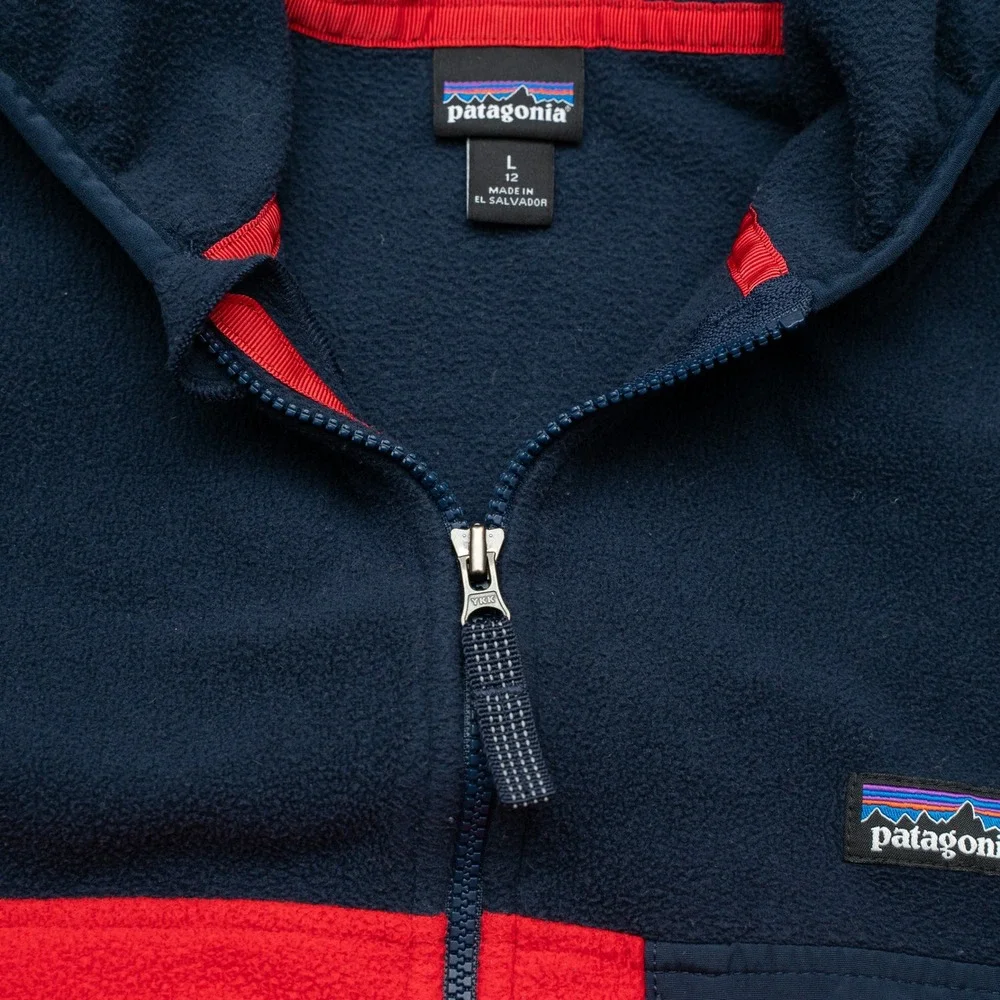 Patagonia‎ Kids' Micro D Snap-T Jacket Red Blue Youth L 12